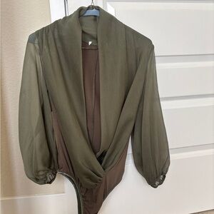 3 for $15!! Flowy moss green blouse bodysuit size M
